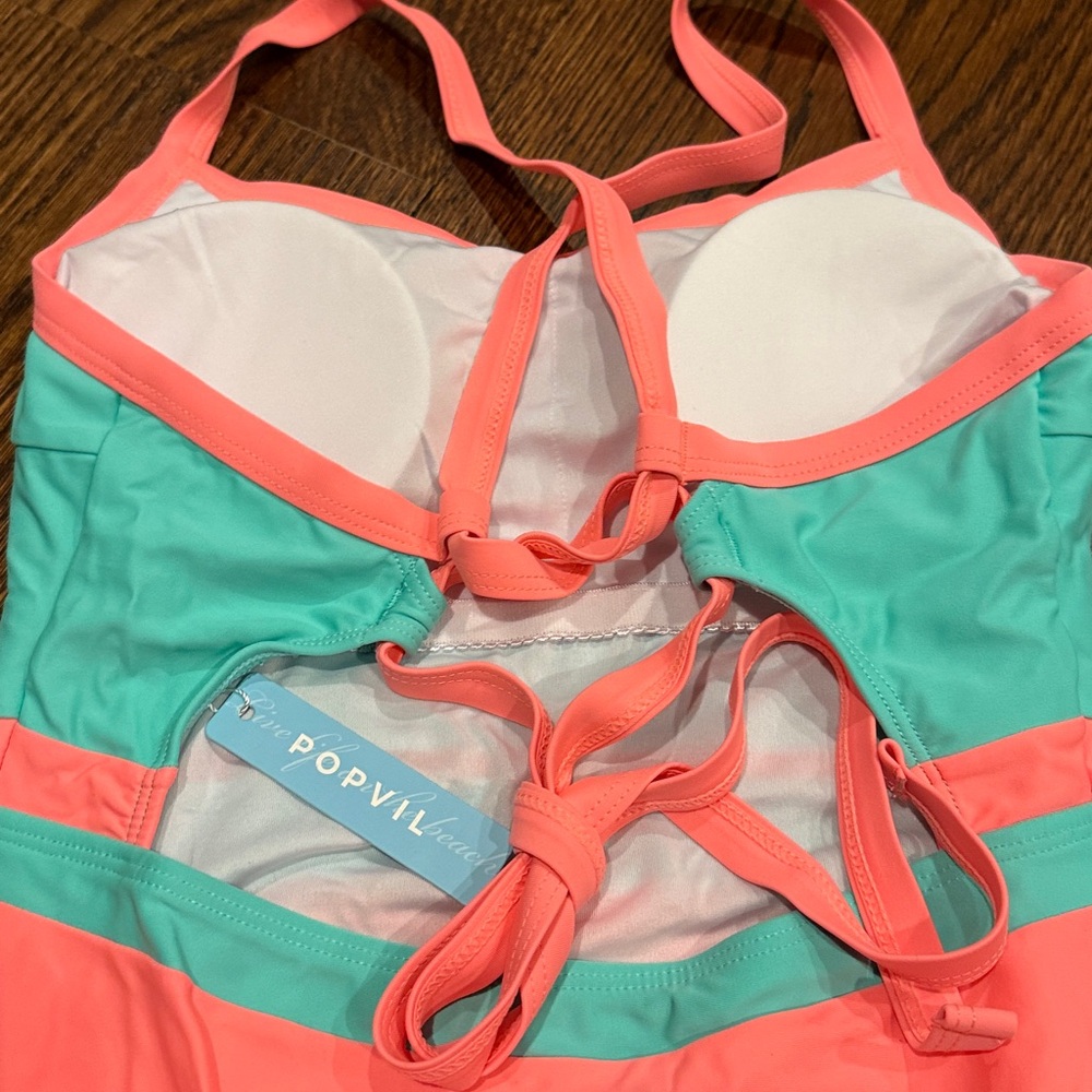Popvil Swimwear in Coral and Mint - Picture 4 of 5